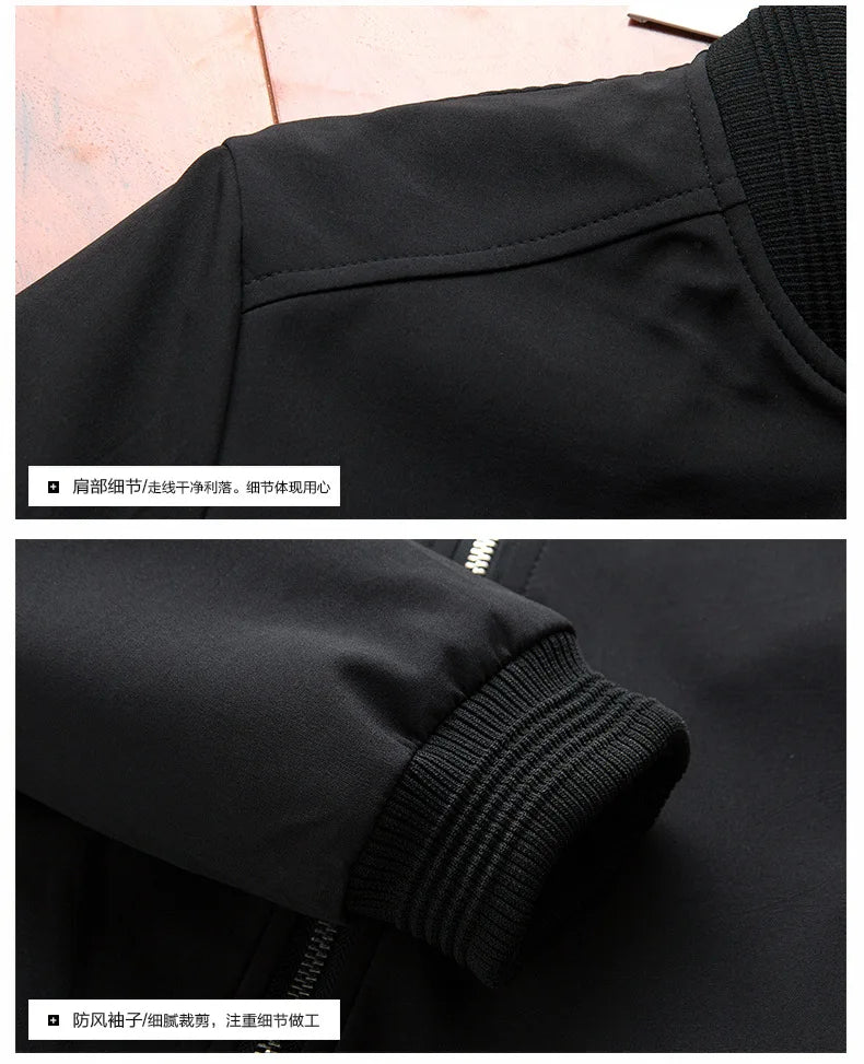 Men Bomber Jacket Thin Slim Long Sleeve baseball Jackets Mens.
