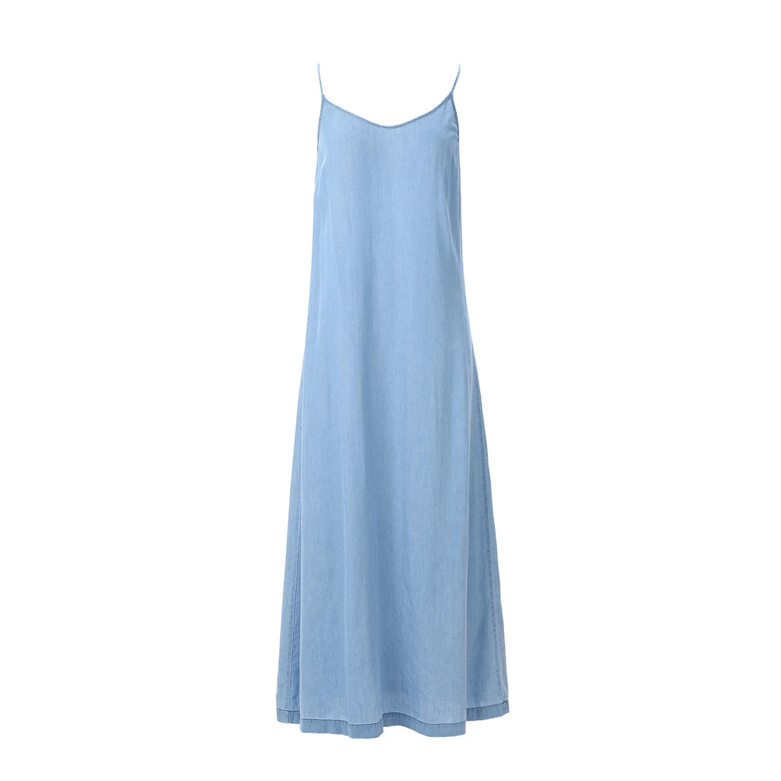 Women Lightweight Denim Wrap Blouse & Slip Dress