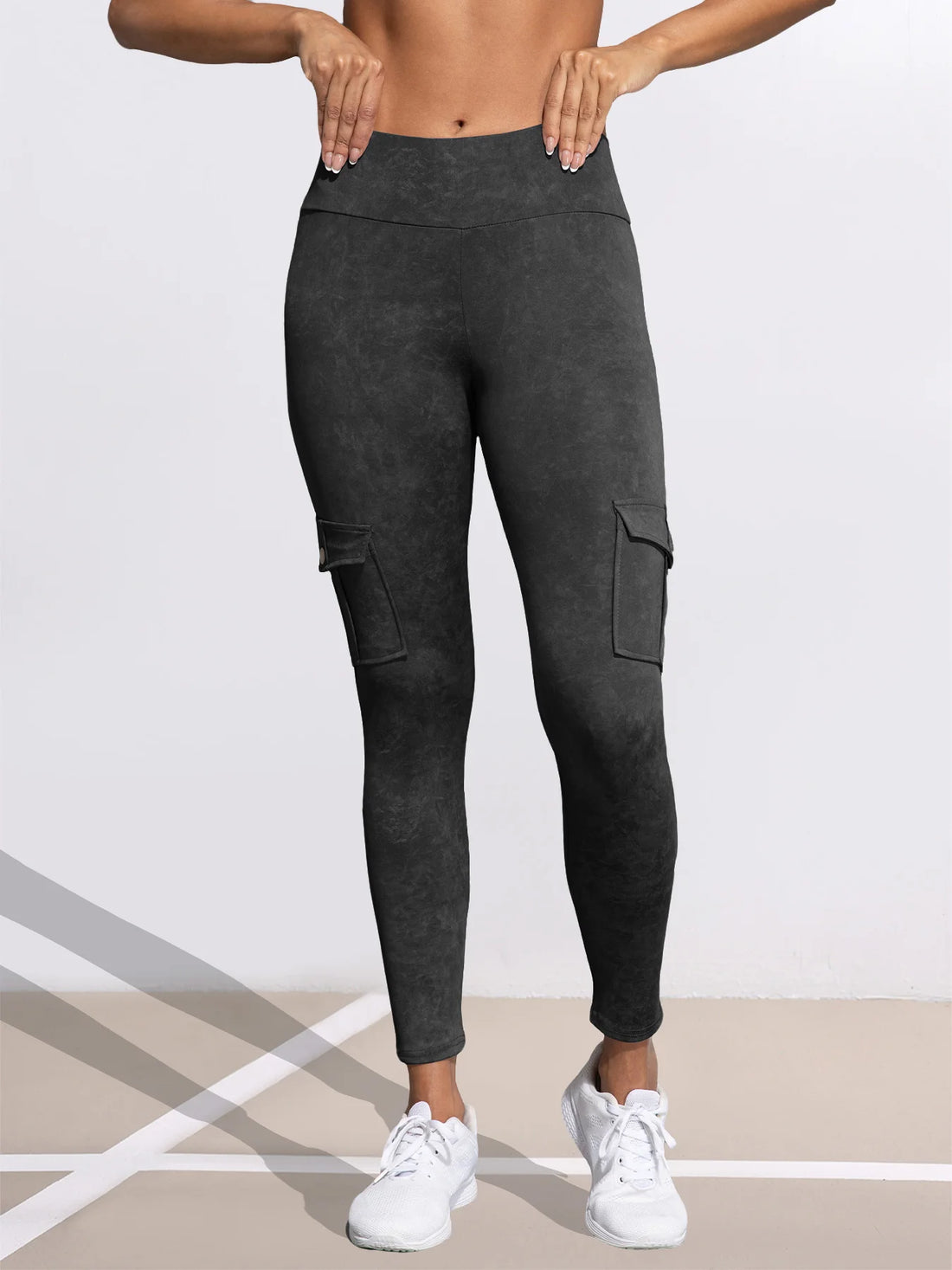 1/3 PCS Washed Print Work Pocket Women Leggings.