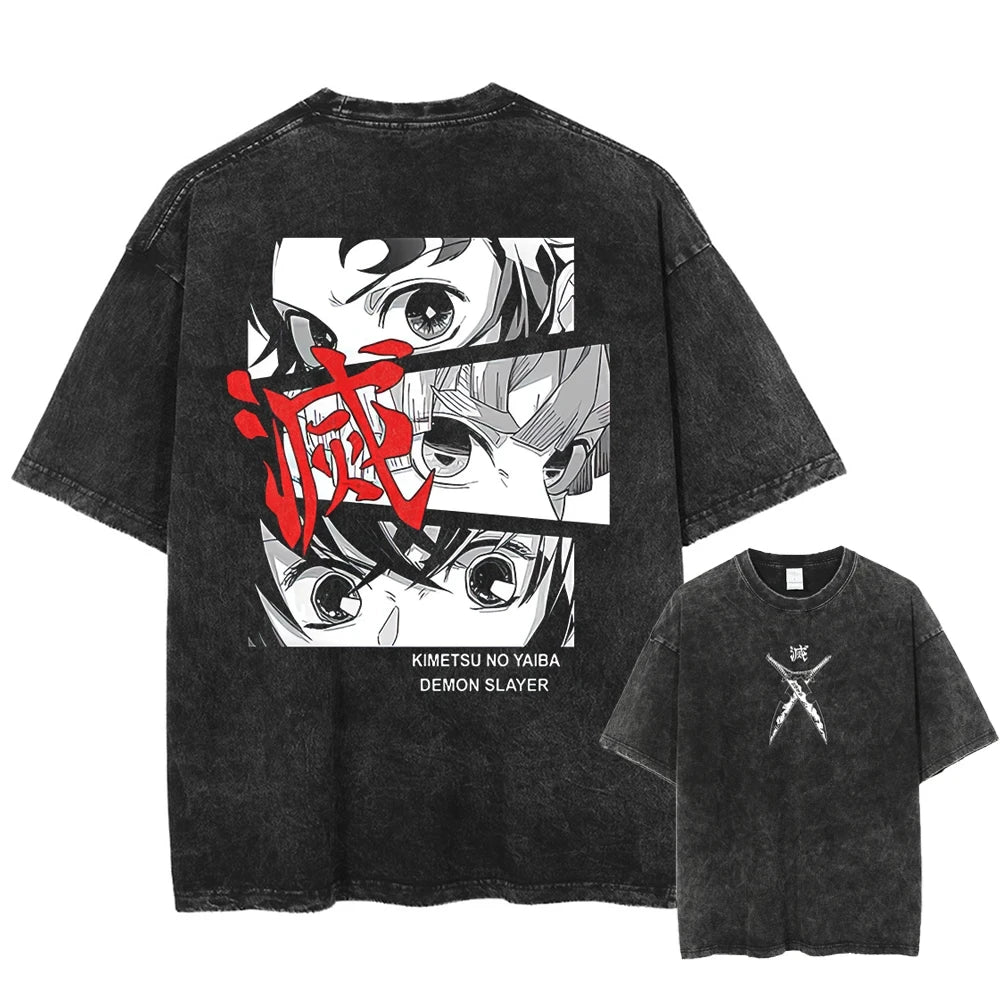Summer Washed Black Tshirt Harajuku Cotton Tees Tops