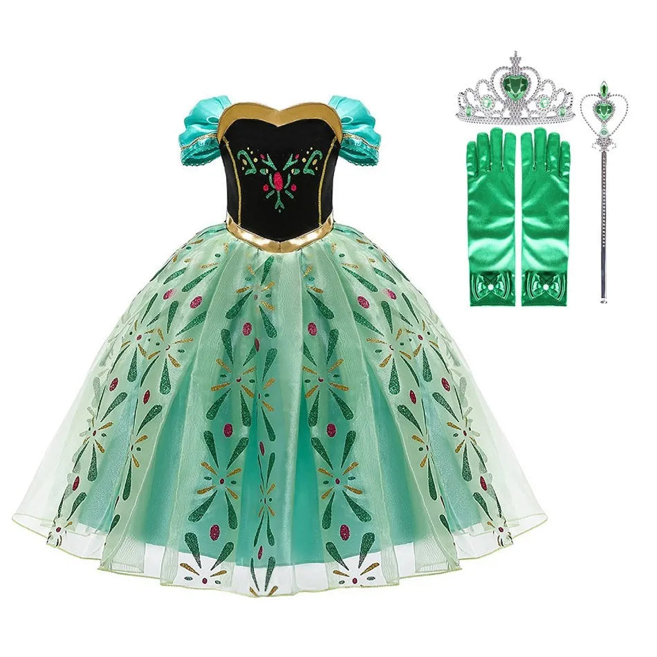Cinderella Anna Elsa Costume Children Princess Dress for Girls