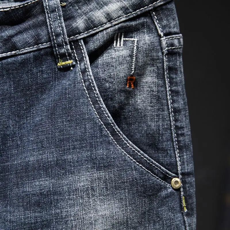 Men Ripped Worn-out Slim-fit Cotton Denim Pants