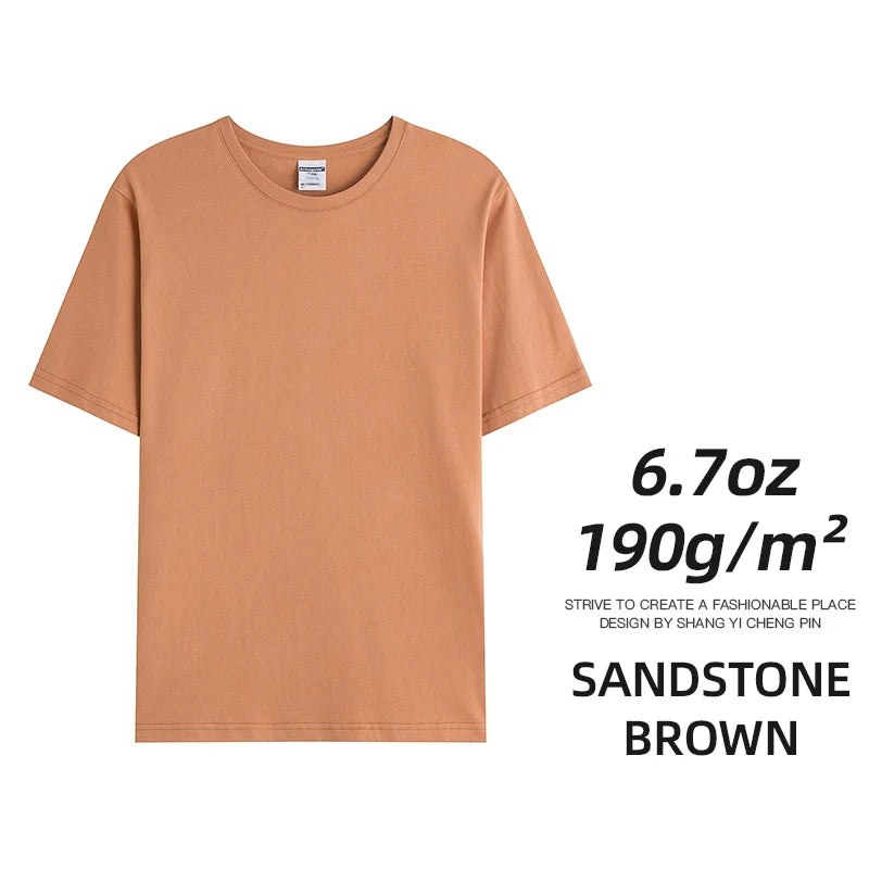 Combed Cotton Tees Tshirts Mens Solid Tops Woman