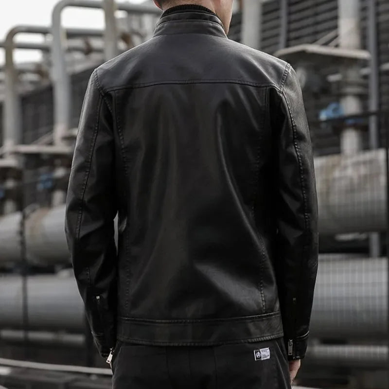 Men Leather Suit Jacket Men Slim Fit Short Coat
