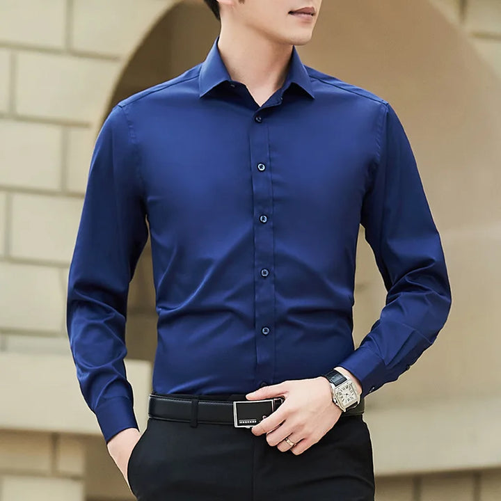 New Plus Size Men Solid Color Business Shirt