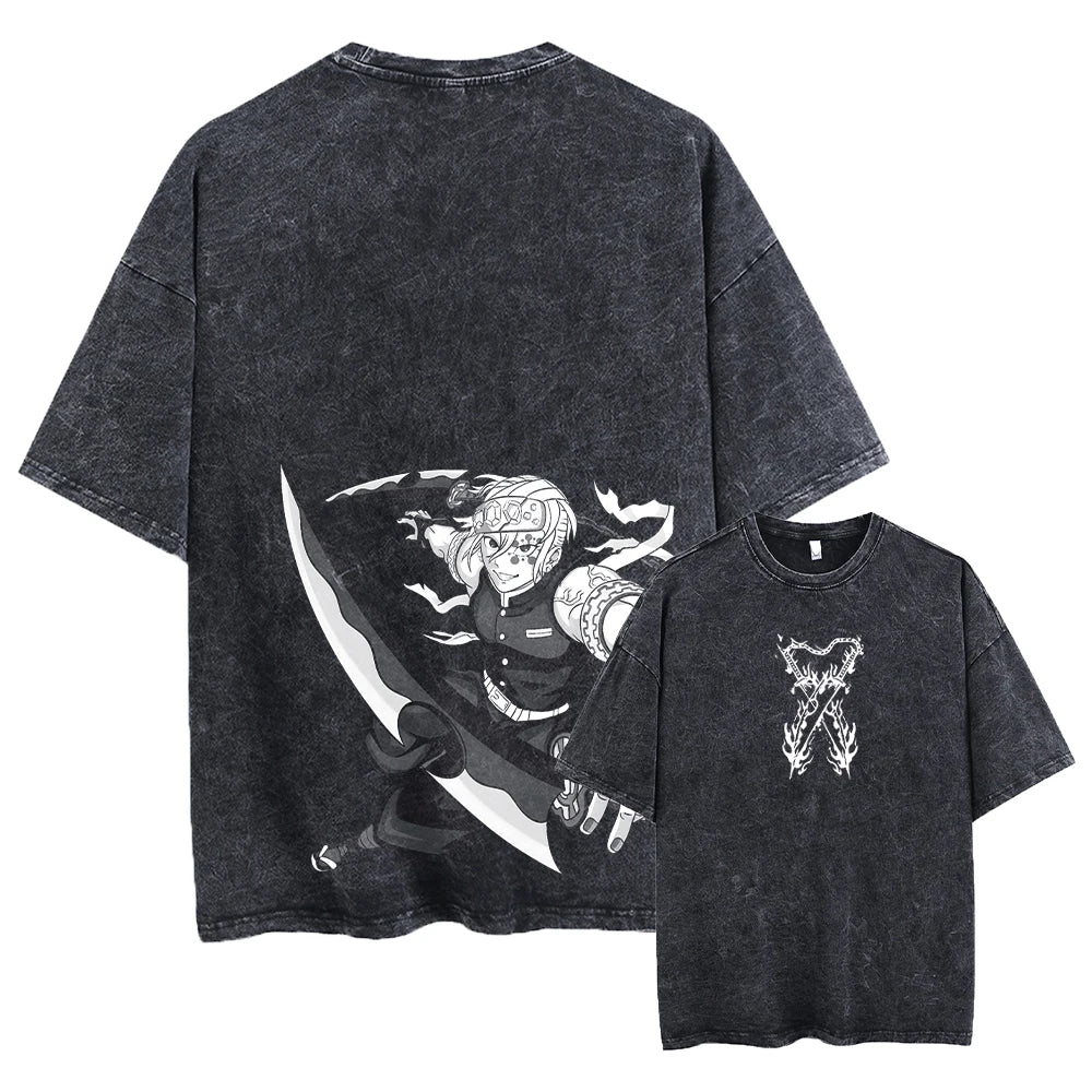 Summer Washed Black Tshirt Harajuku Cotton Tees Tops
