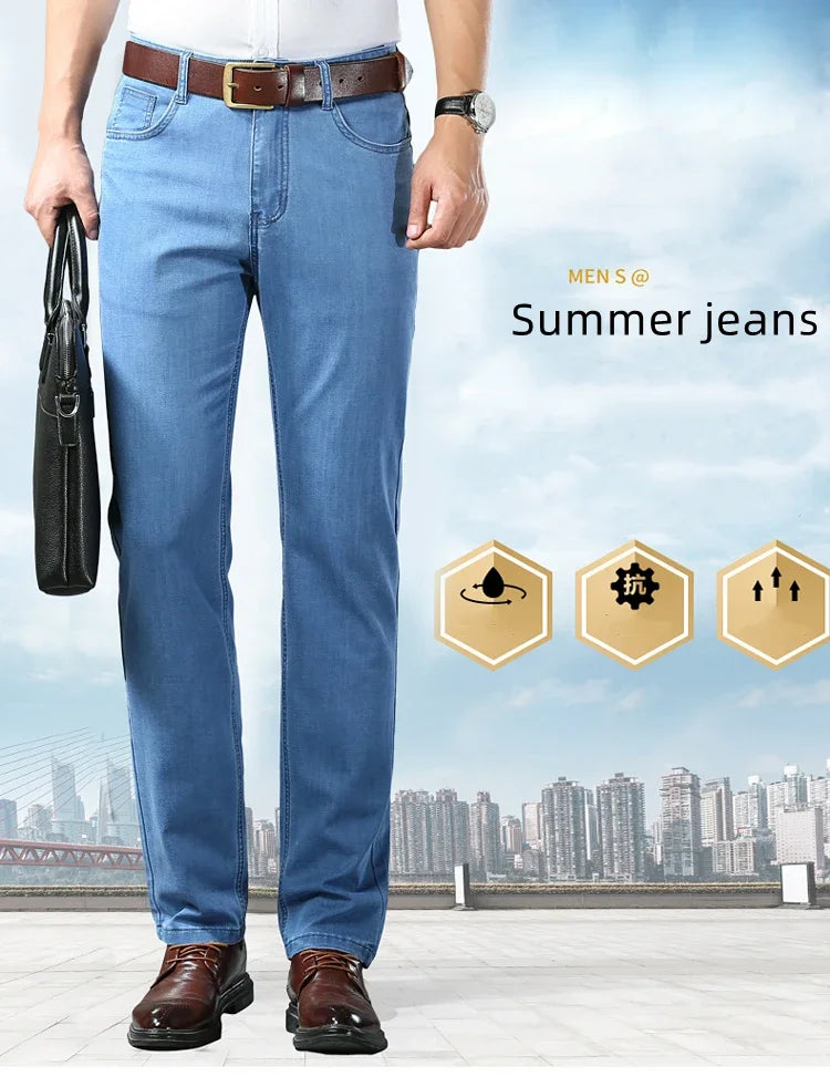 New Ice Silk Thin Denim Jeans For Men