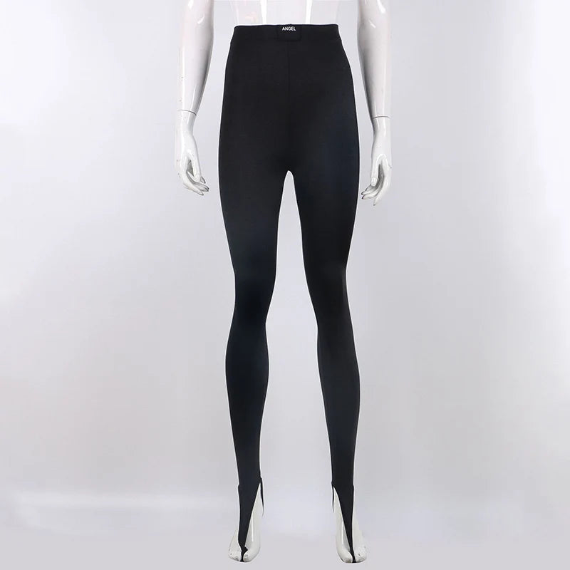 Korean Fashion Winter Black High Waisted Skinny Y2K Women Pants.