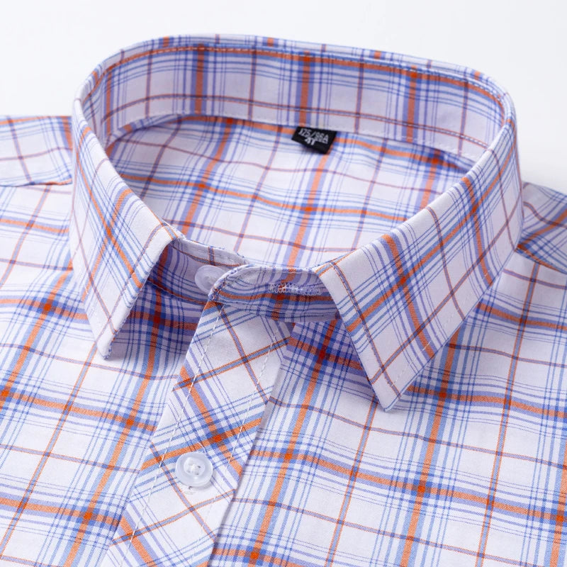 Men's Plaid Shirts Long Sleeve Cotton Checked Shirt