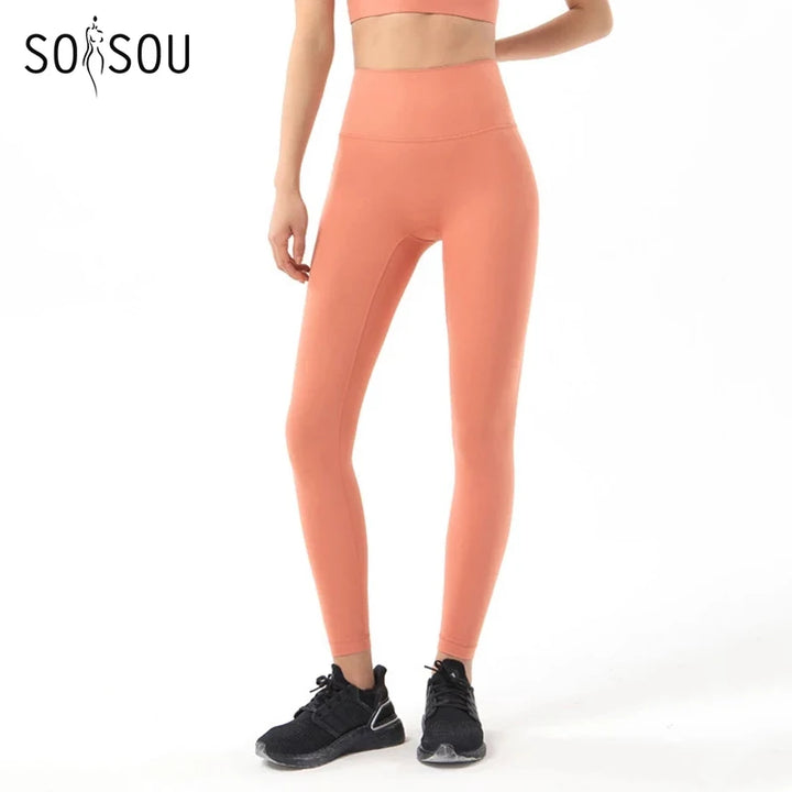 SOISOU Nylon Yoga Pants Gym Leggings Women Girl Fitness Soft Tights.