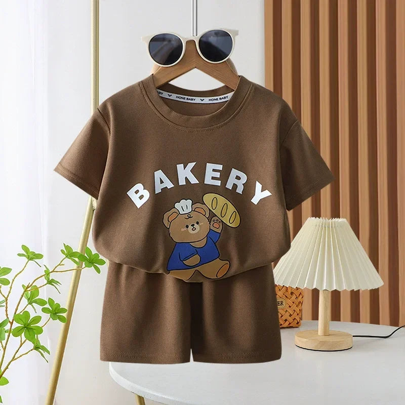 2Pcs Children Tshirt Shorts Sets Baby Summer Clothes.