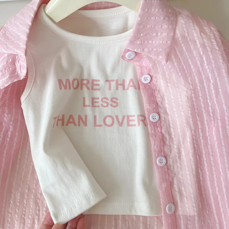 Girls Korean Version of the Three-Piece T-Shirt Short-Sleeved