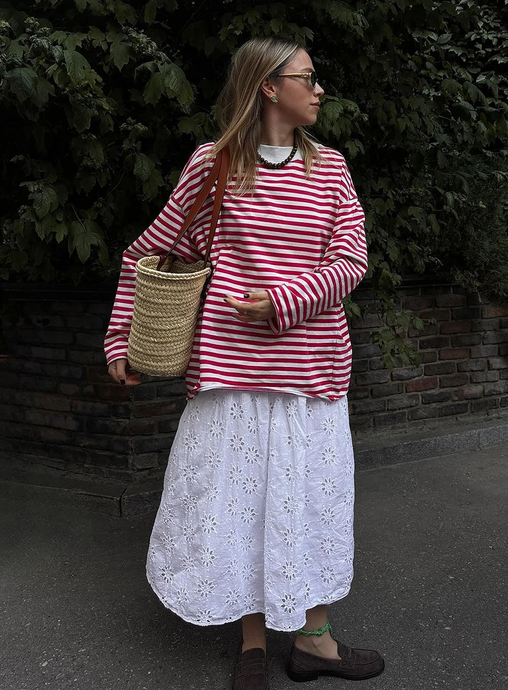 Women's Striped T-shirt 95% Cotton Oversized.