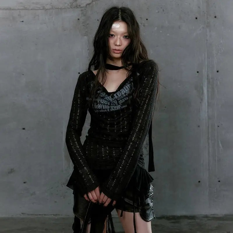 Karrcat Grunge Aesthetics Knitted Tops
