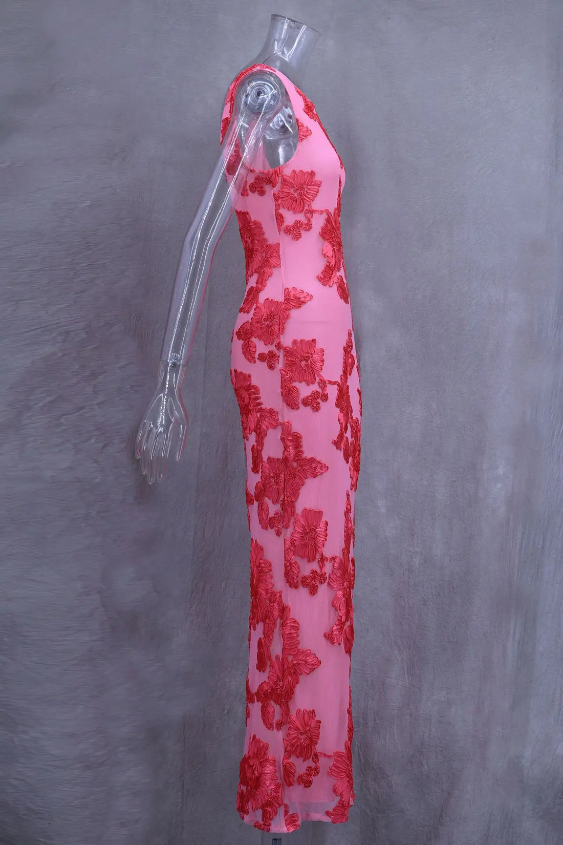 VEITCHE Elegant Women Sleeveless 3d Flowers Party Dress.