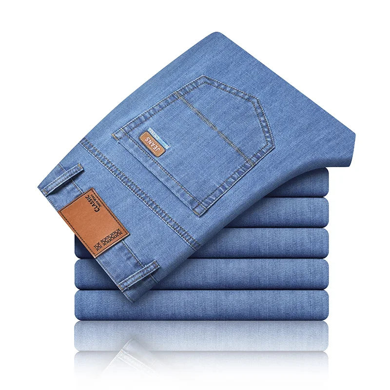 New Ice Silk Thin Denim Jeans For Men