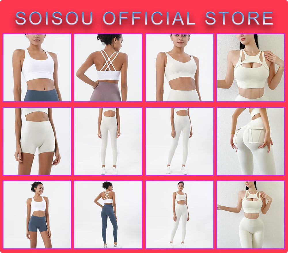 SOISOU Nylon Yoga Pants Gym Leggings Women Girl Fitness Soft Tights