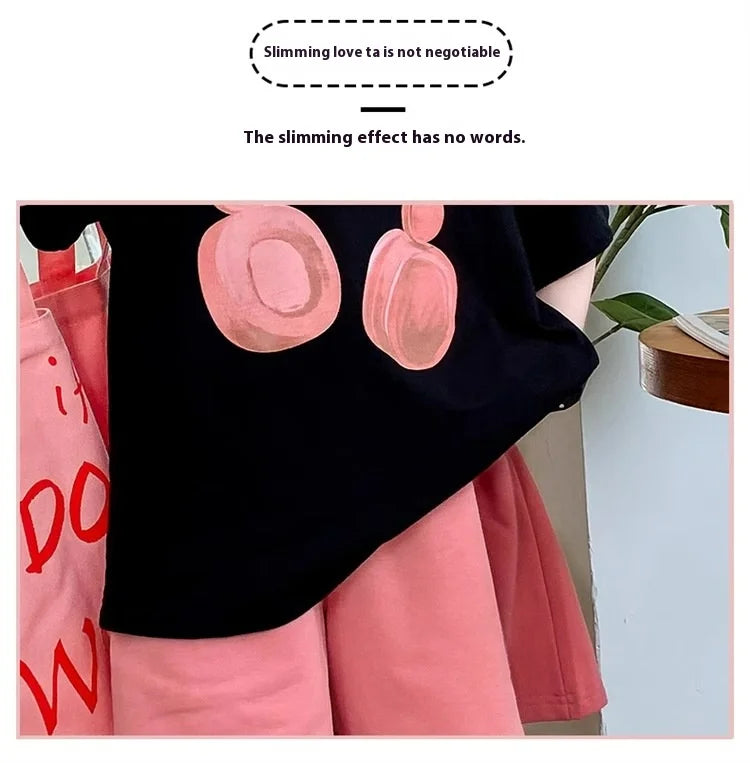 Girls Summer T-Shirt Short-Sleeved Suit Korean Version.