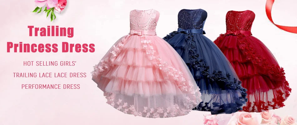 Children Princess Girls Party Wear Kids Christmas Dress.