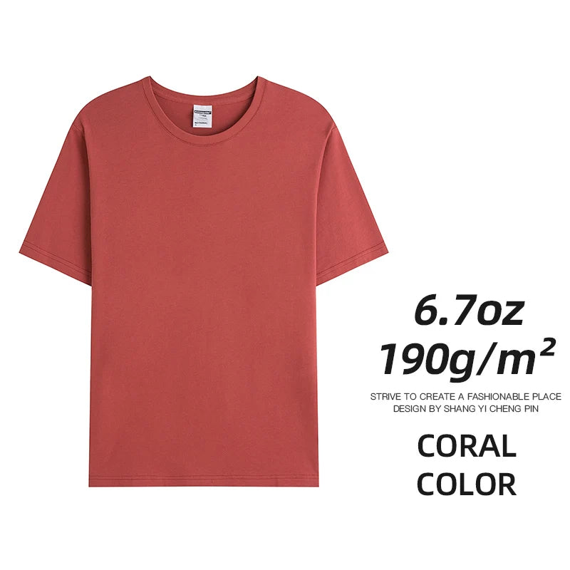 Combed Cotton Tees Tshirts Mens Solid Tops Woman