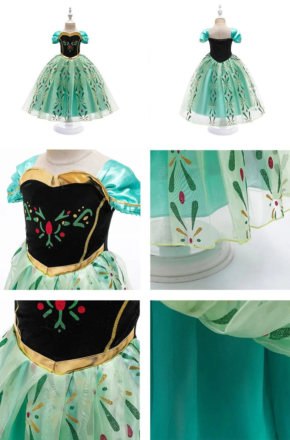 Cinderella Anna Elsa Costume Children Princess Dress for Girls.