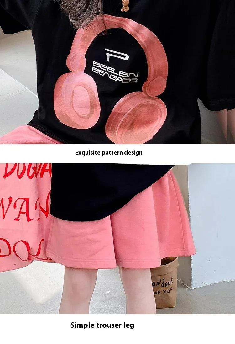 Girls Summer T-Shirt Short-Sleeved Suit Korean Version