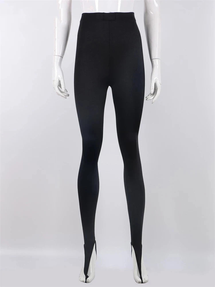 Korean Fashion Winter Black High Waisted Skinny Y2K Women Pants.