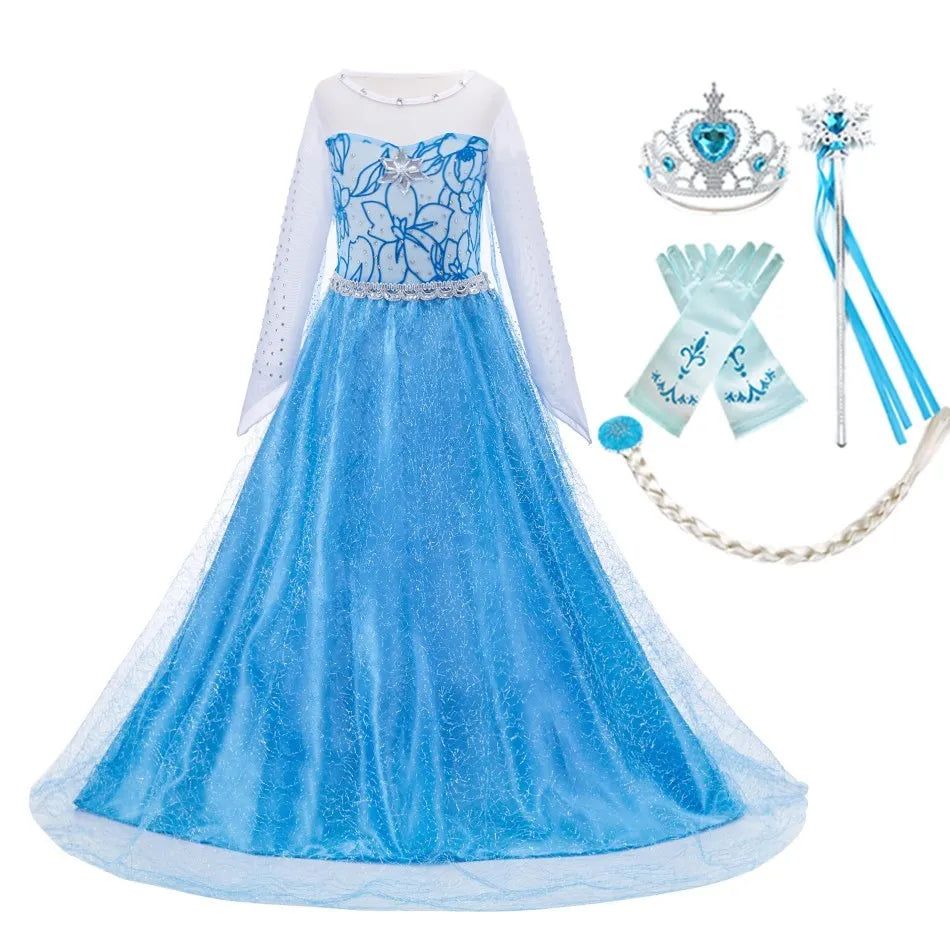 Cinderella Anna Elsa Costume Children Princess Dress for Girls.