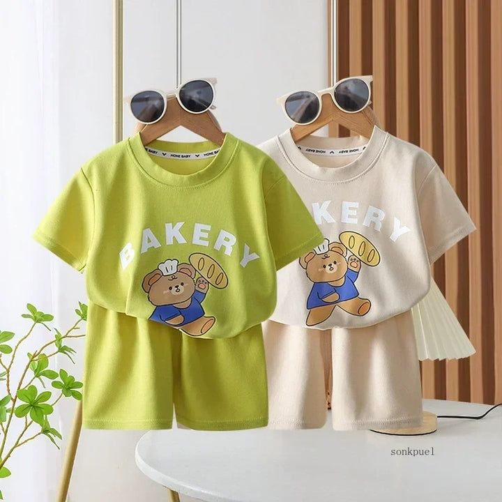2Pcs Children Tshirt Shorts Sets Baby Summer Clothes.