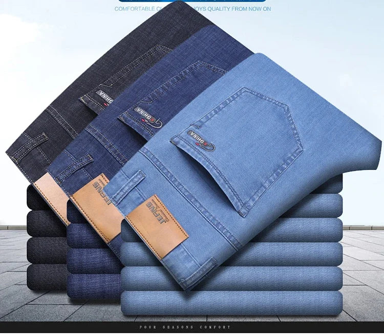 New Ice Silk Thin Denim Jeans For Men
