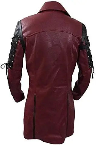 New Steampunk Men's Gothic Trench Coat Leather Jacket