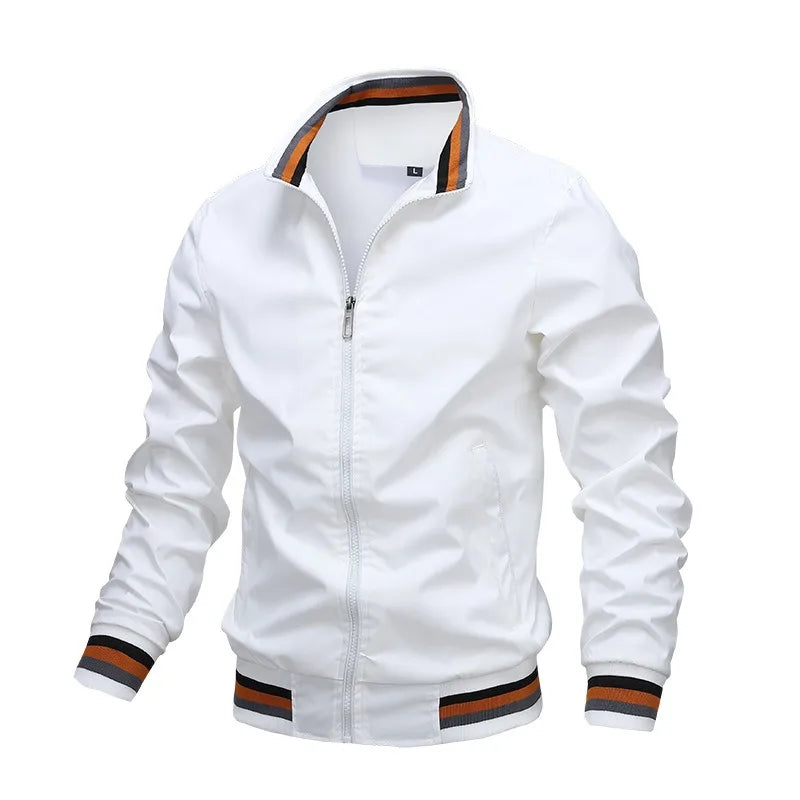 Autumn and Winter Men's Stand Collar Casual Zipper Jacket.