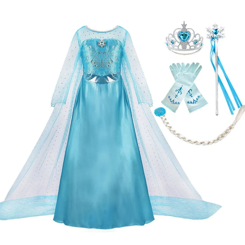 Cinderella Anna Elsa Costume Children Princess Dress for Girls