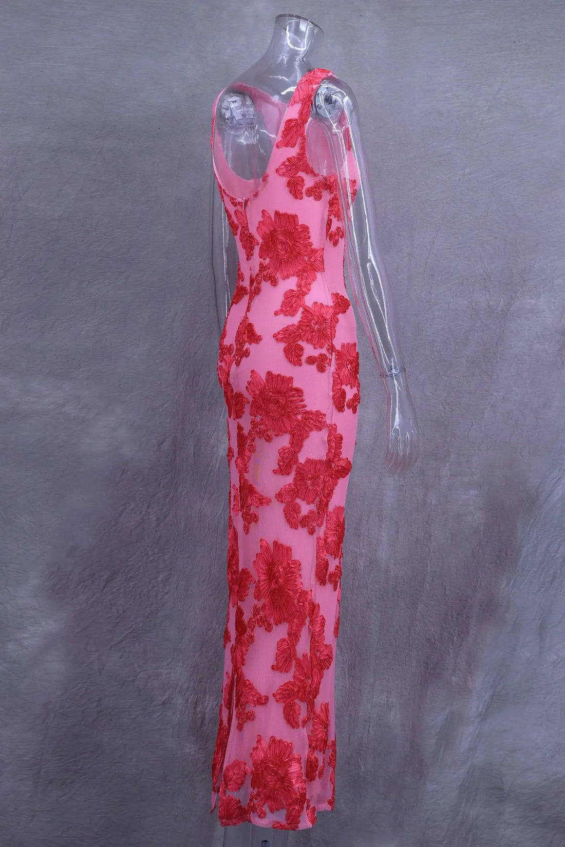 VEITCHE Elegant Women Sleeveless 3d Flowers Party Dress.