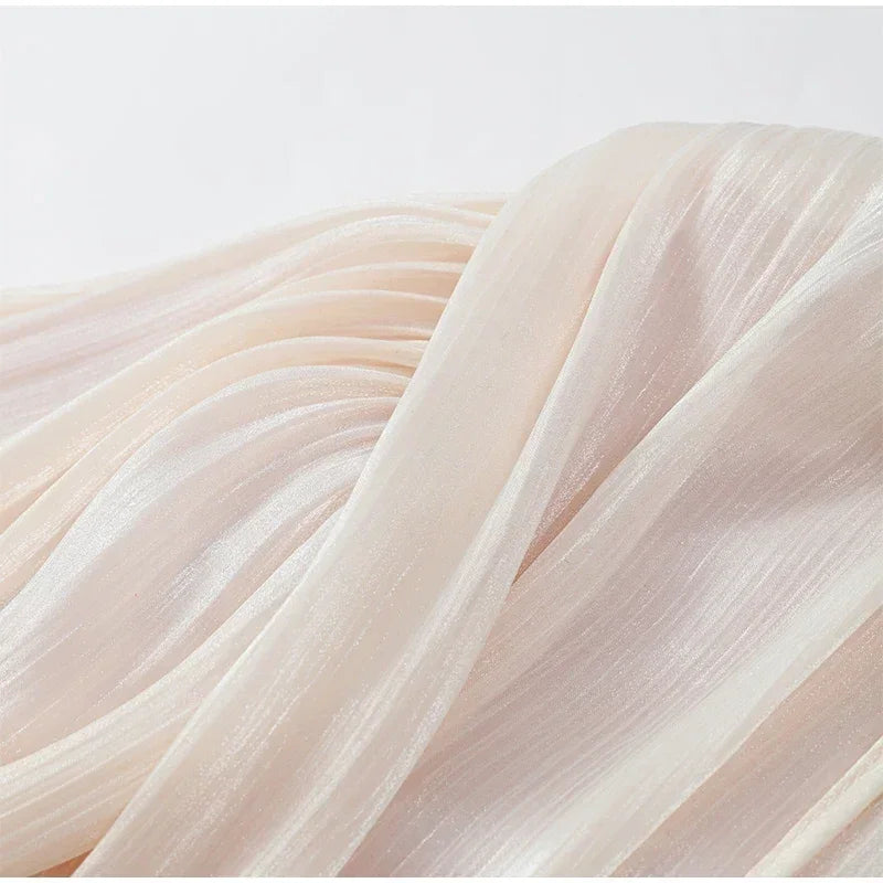 Summer Shiny Skinny Pleated Mini Dress.