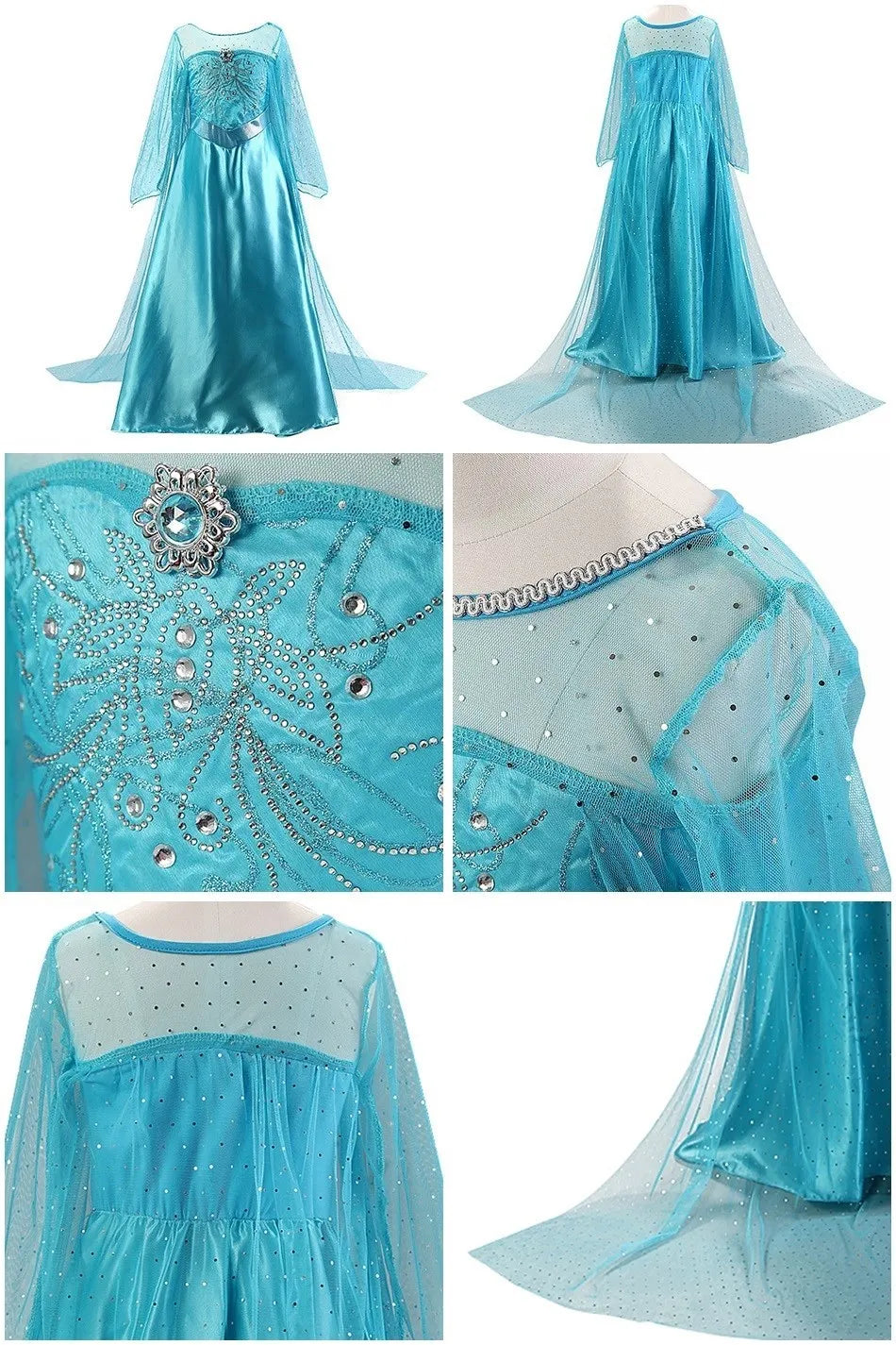 Cinderella Anna Elsa Costume Children Princess Dress for Girls.