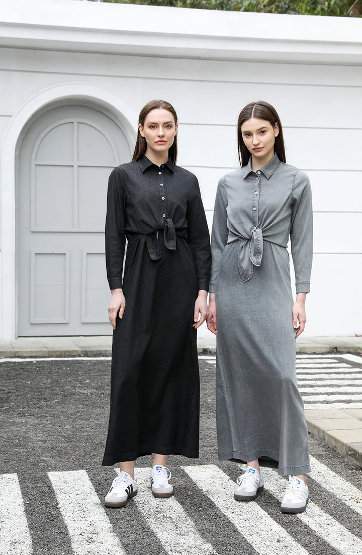Women Lightweight Denim Wrap Blouse & Slip Dress.