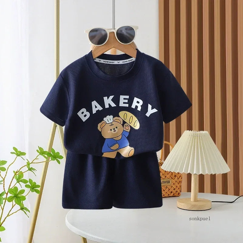 2Pcs Children Tshirt Shorts Sets Baby Summer Clothes.
