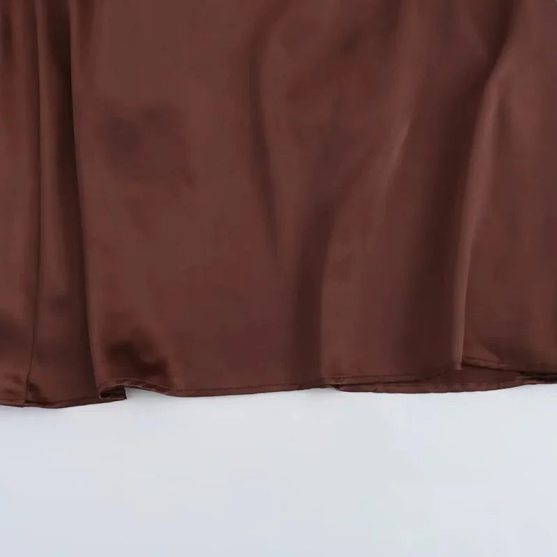 TRAF Halter Satin Long Dress Women.