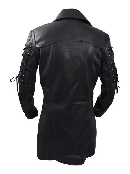 New Steampunk Men's Gothic Trench Coat Leather Jacket