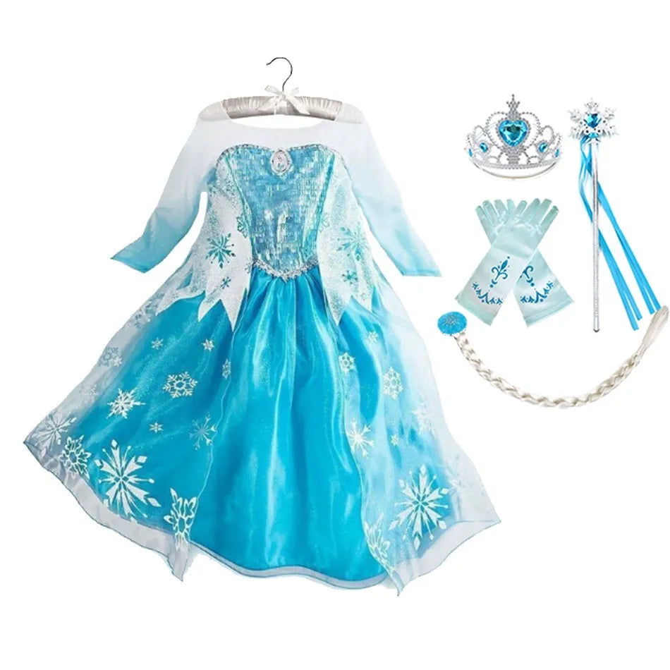 Cinderella Anna Elsa Costume Children Princess Dress for Girls.