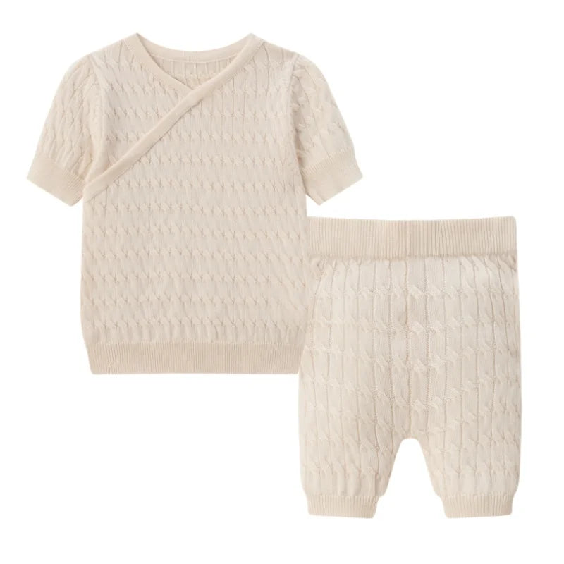 Summer Smocking dress Beige Floral & Cableknit collection for girls.