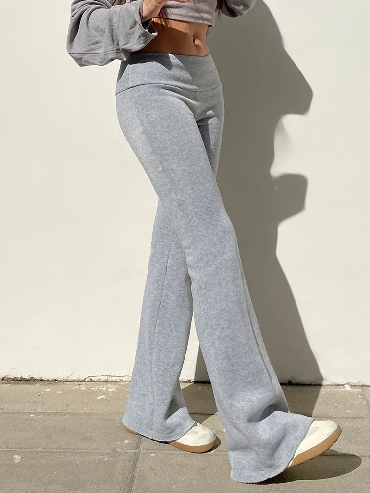 IAMSURE Casual Sexy Basic Solid Flare Pants.