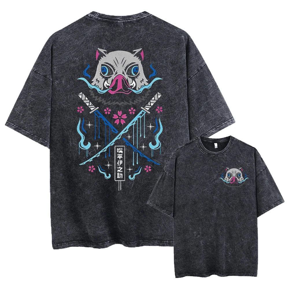 Summer Washed Black Tshirt Harajuku Cotton Tees Tops
