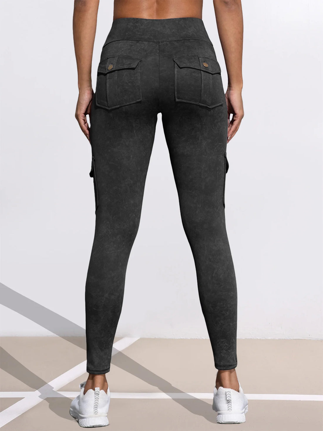1/3 PCS Washed Print Work Pocket Women Leggings.