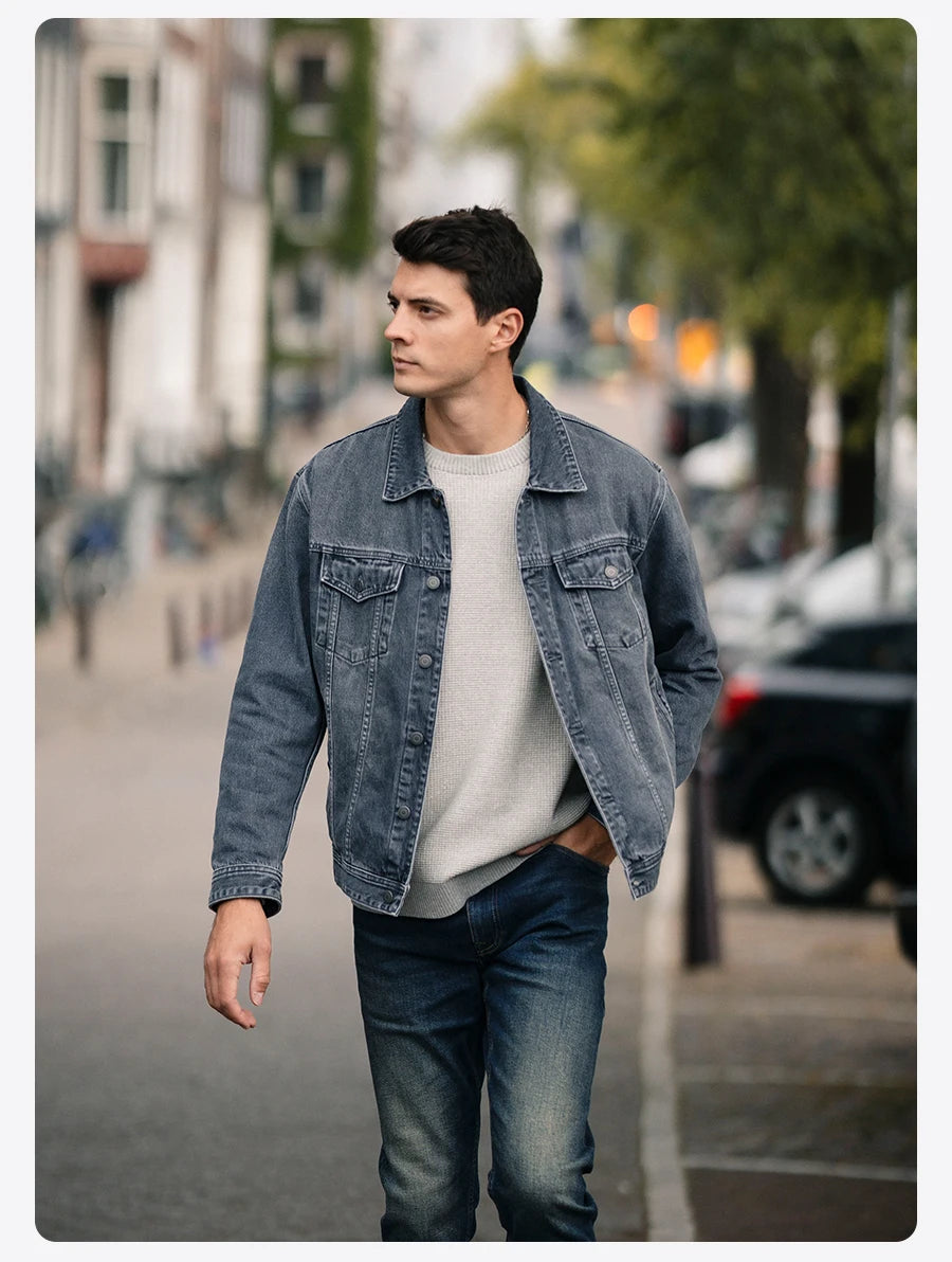 SIMWOOD 2025 Autumn New Oversize 12.5oz Classical Denim Jackets
