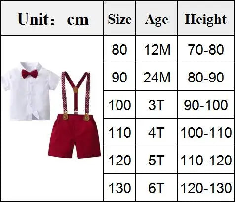 Boy Wedding Summer Clothes Star Print Suspender Set.