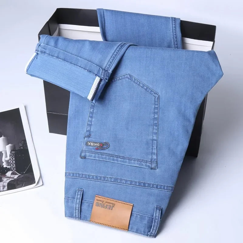 New Ice Silk Thin Denim Jeans For Men