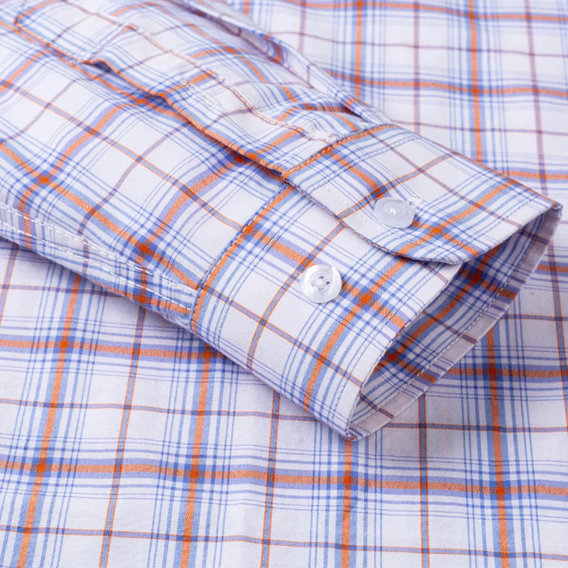 Men's Plaid Shirts Long Sleeve Cotton Checked Shirt