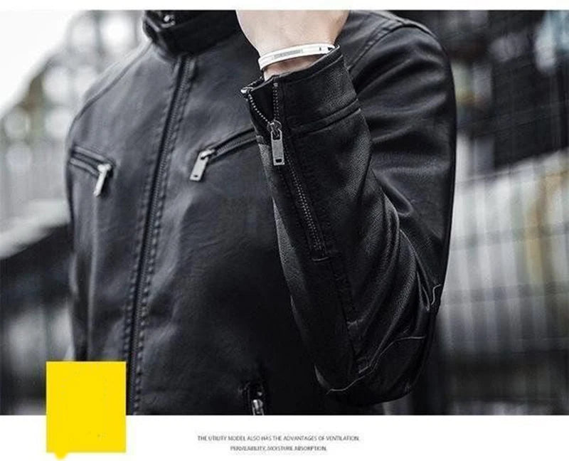 Men Leather Suit Jacket Men Slim Fit Short Coat